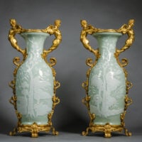 A Louis XV gilt-bronze mounted Chinese blue porcelain vase, the