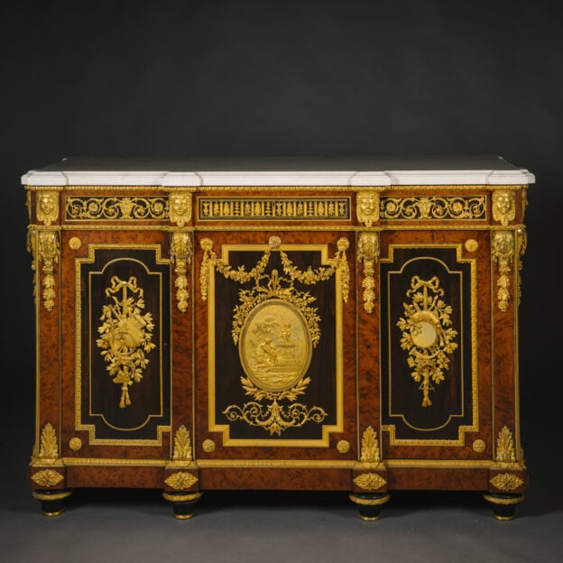 An Exceptionally Fine Napoleon III Gilt-Bronze Mounted Burr-Amboyna and Ebonised Side Cabinet. Attributed to Grohé Frères, Paris. France, Circa 1860.