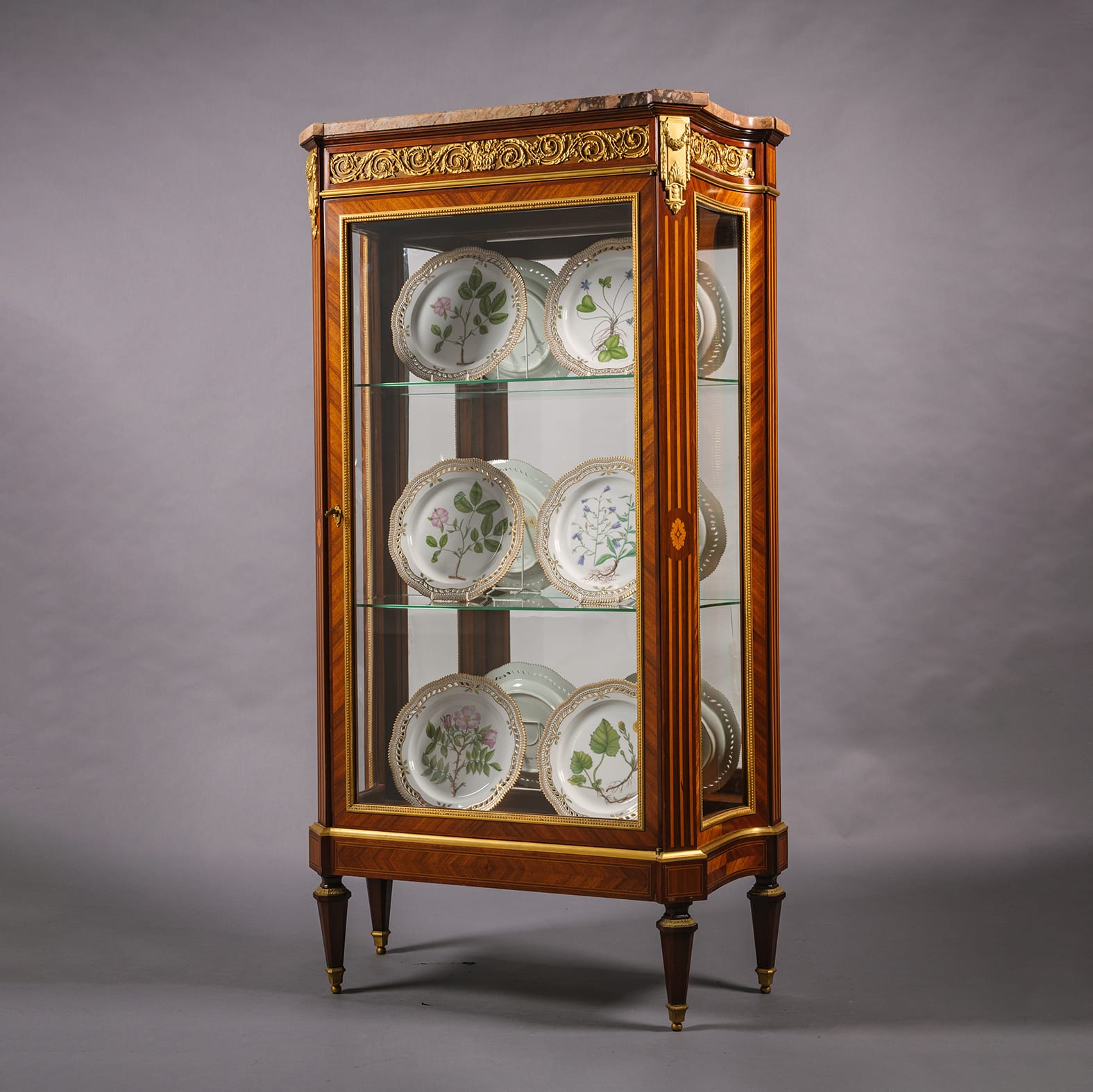 Grand Louis XVI Mahogany Cabinet with Bronze d'Ore Mounts, French