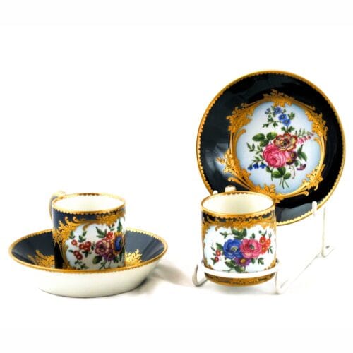 An Attractive Pair of Sèvres Pattern Cups and Saucers