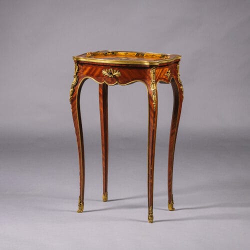 B77474 A Fine Louis XV Style Gilt-Bronze Mounted Bois Satiné and Lacquered Tray-Top Table, by Henry Dasson