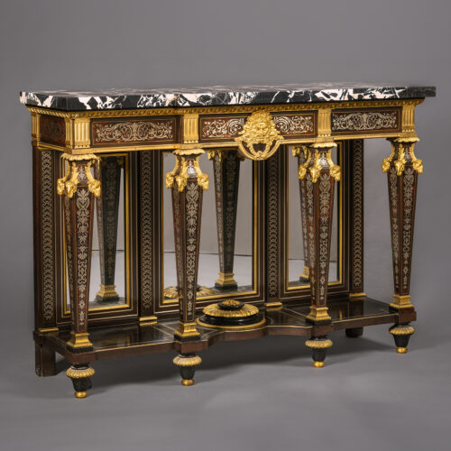 A Louis XIV Style Gilt-Bronze Mounted Cut-Brass and Cut-Pewter Inlaid &#039;Boulle&#039; Marquetry and Ebonised Console Table, By Gervais Durand