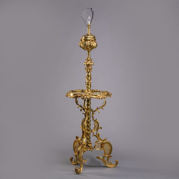 An Edwardian Gilt-Bronze Standard Lamp Tier Table