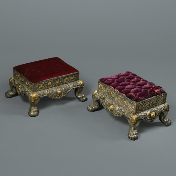 Two Anglo-Indian Silver-Mounted Stools