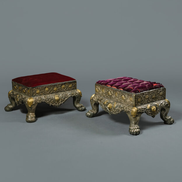Two Anglo-Indian Silver-Mounted Stools