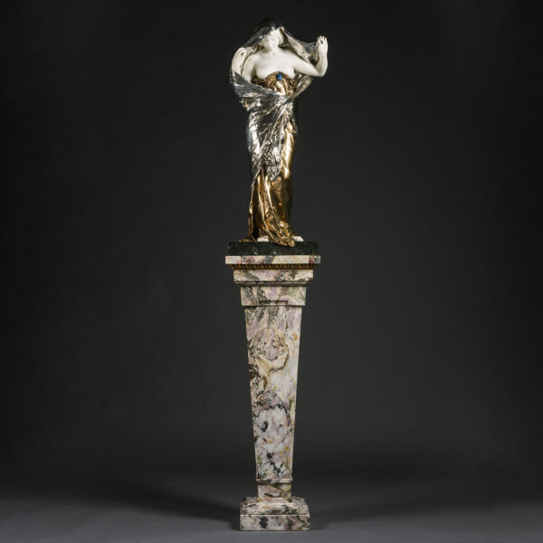 A Bronze And Marble Figure, 'La Nature Se Dévoilant' by Ernest Barrias