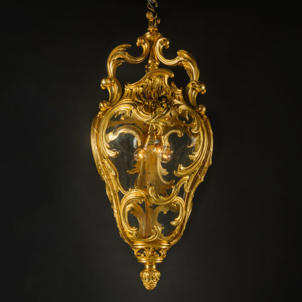 A Large Rococo Style Gilt-Bronze Hall Lantern