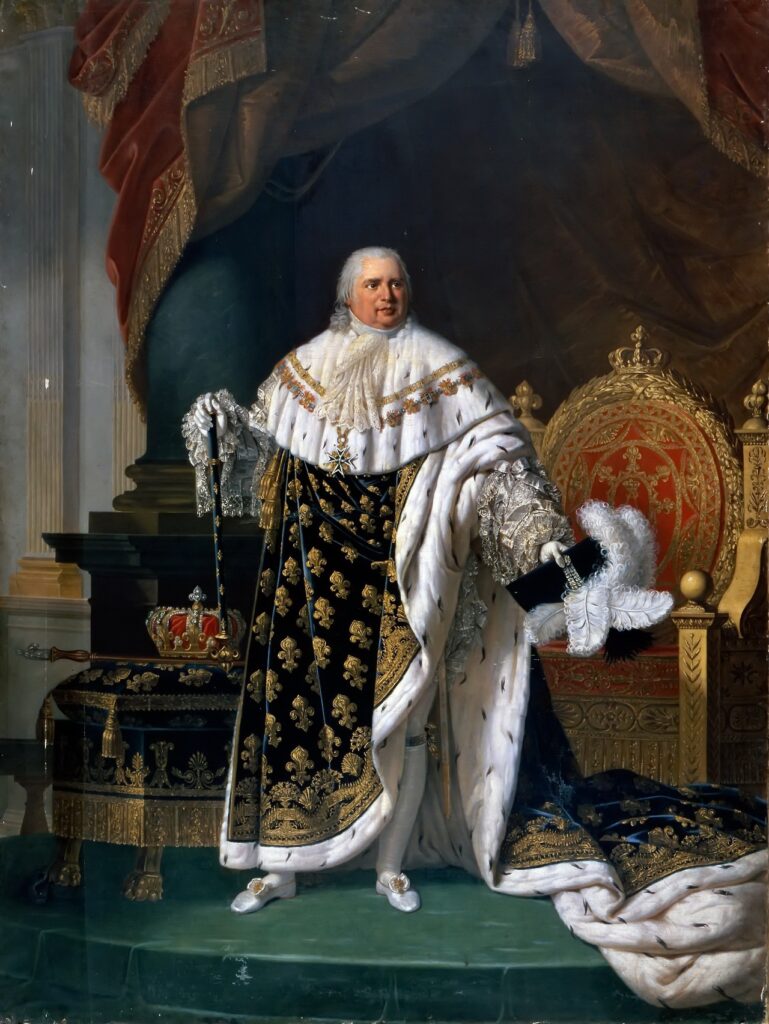 Portrait of Louis XVIII in coronation robes painted in 1822 by Robert Lefèvre (1755–1830).
