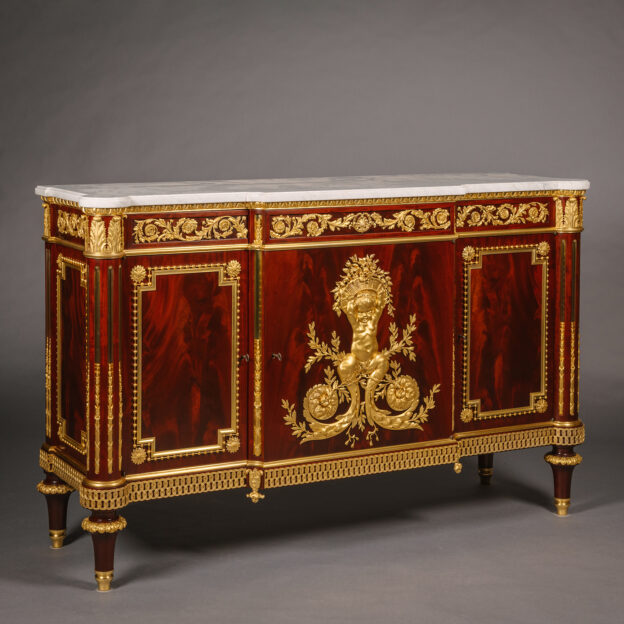 An Important Louis XVI Style Gilt-Bronze Mounted Mahogany Commode, By Emmanuel-Alfred (dit Alfred II) Beurdeley (1847-1919), Paris. France. Circa 1880.