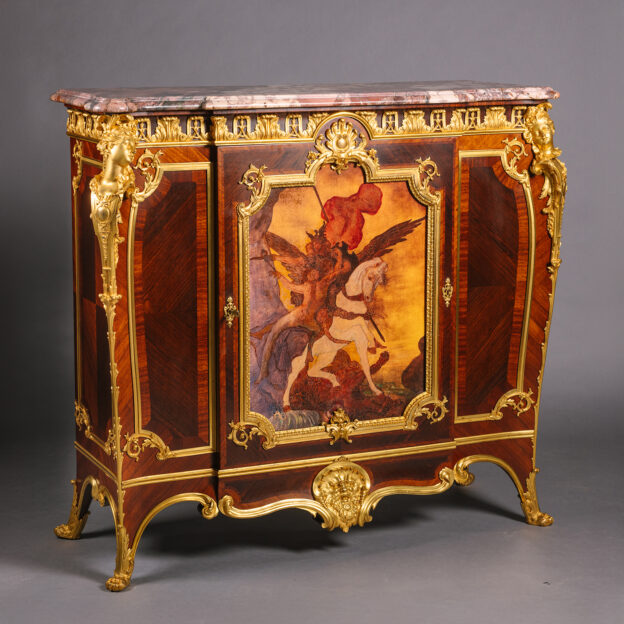 A Fine Louis XV Style Gilt-Bronze and Vernis Martin Mounted Side Cabinet, Attributed to Emmanuel Zwiener.