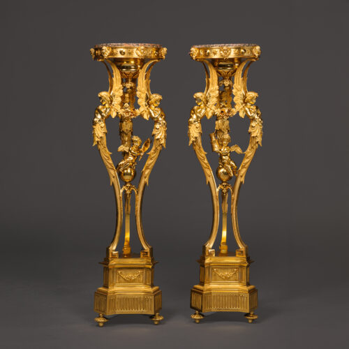 A Pair of Napoléon III Gilt-Bronze Pedestals