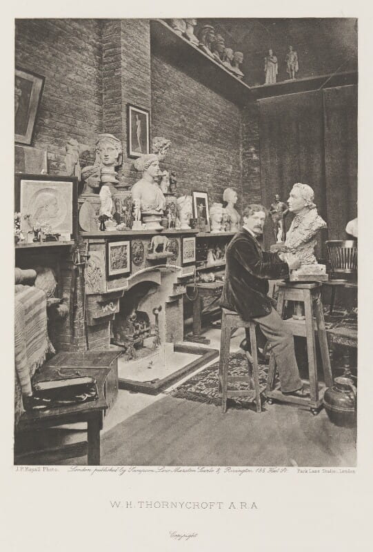 The sculptor Sir Hamo Thornycroft in his studio, 1883