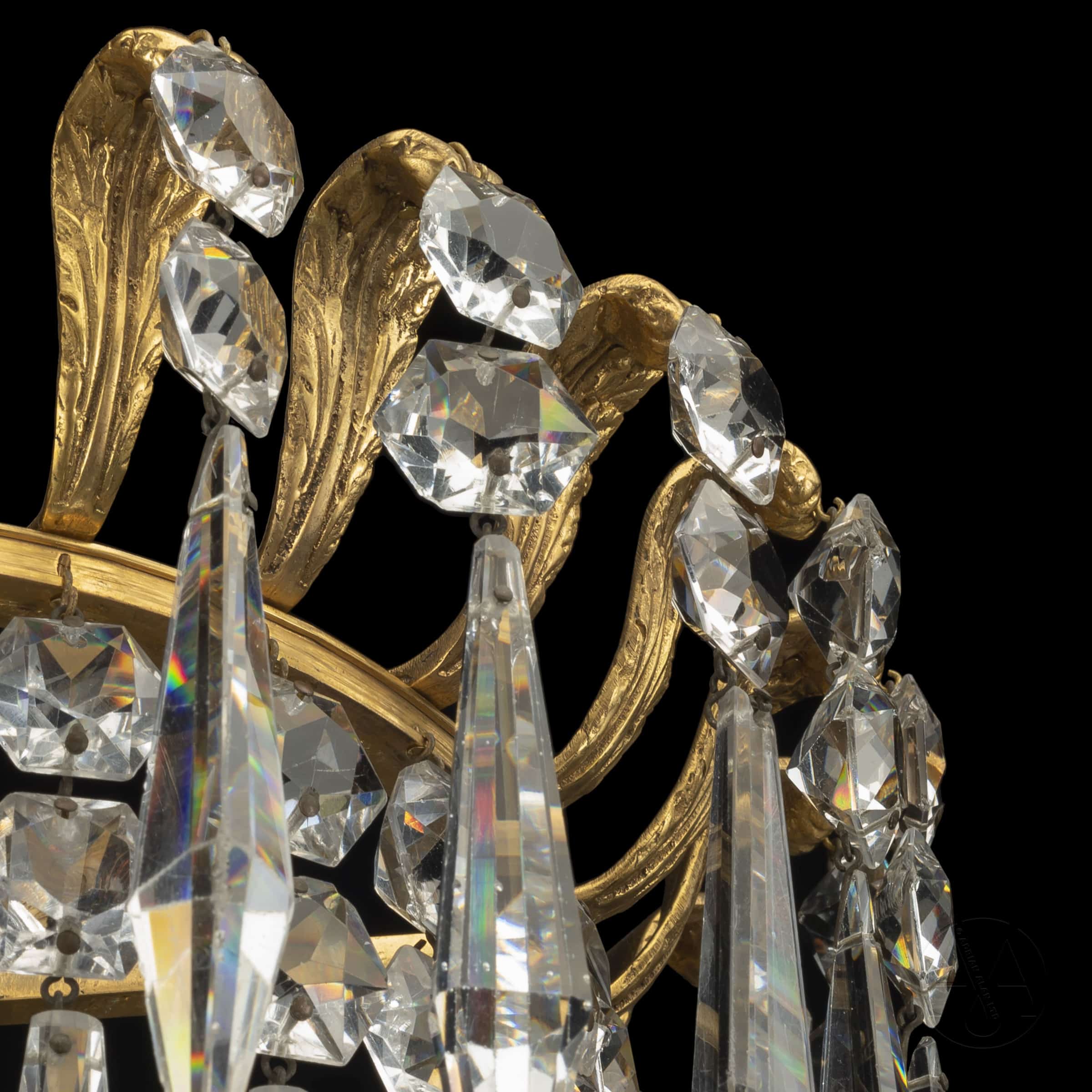 A Fine Regency Period Gilt-Bronze and Cut-Crystal Frame Chandelier - Image 2
