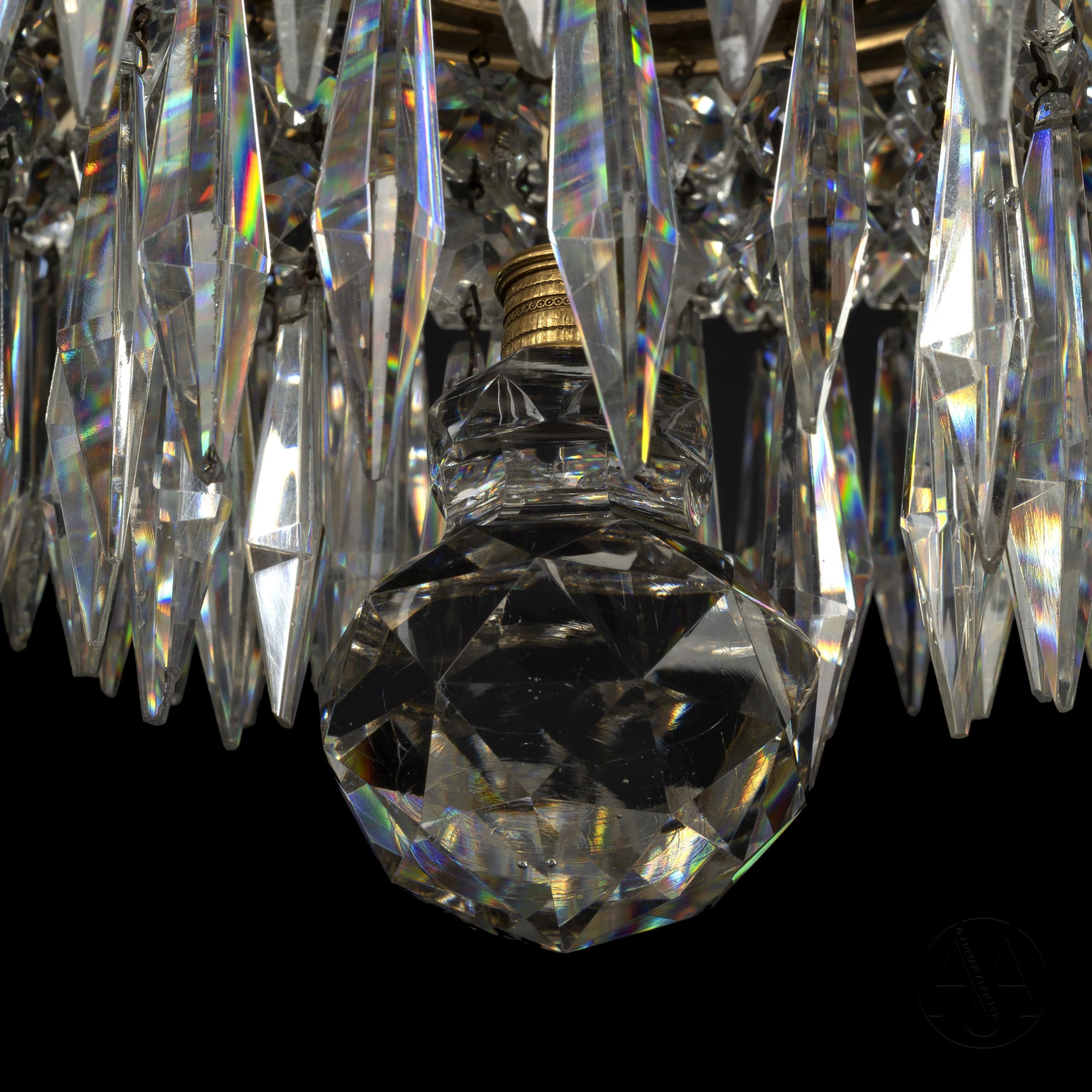 A Fine Regency Period Gilt-Bronze and Cut-Crystal Frame Chandelier - Image 5