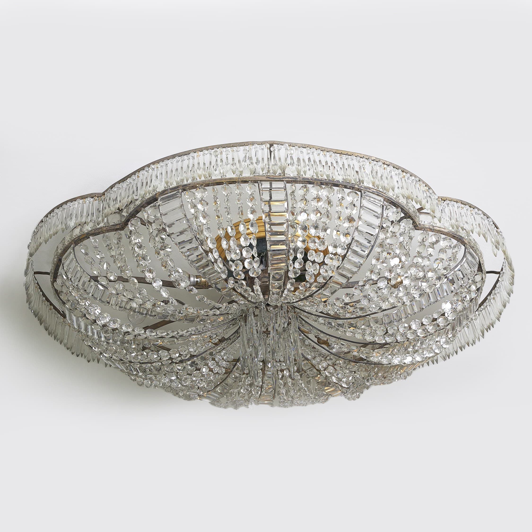 An Impressive and Large Cut-Glass Ceiling Light of Quatrefoil Outline