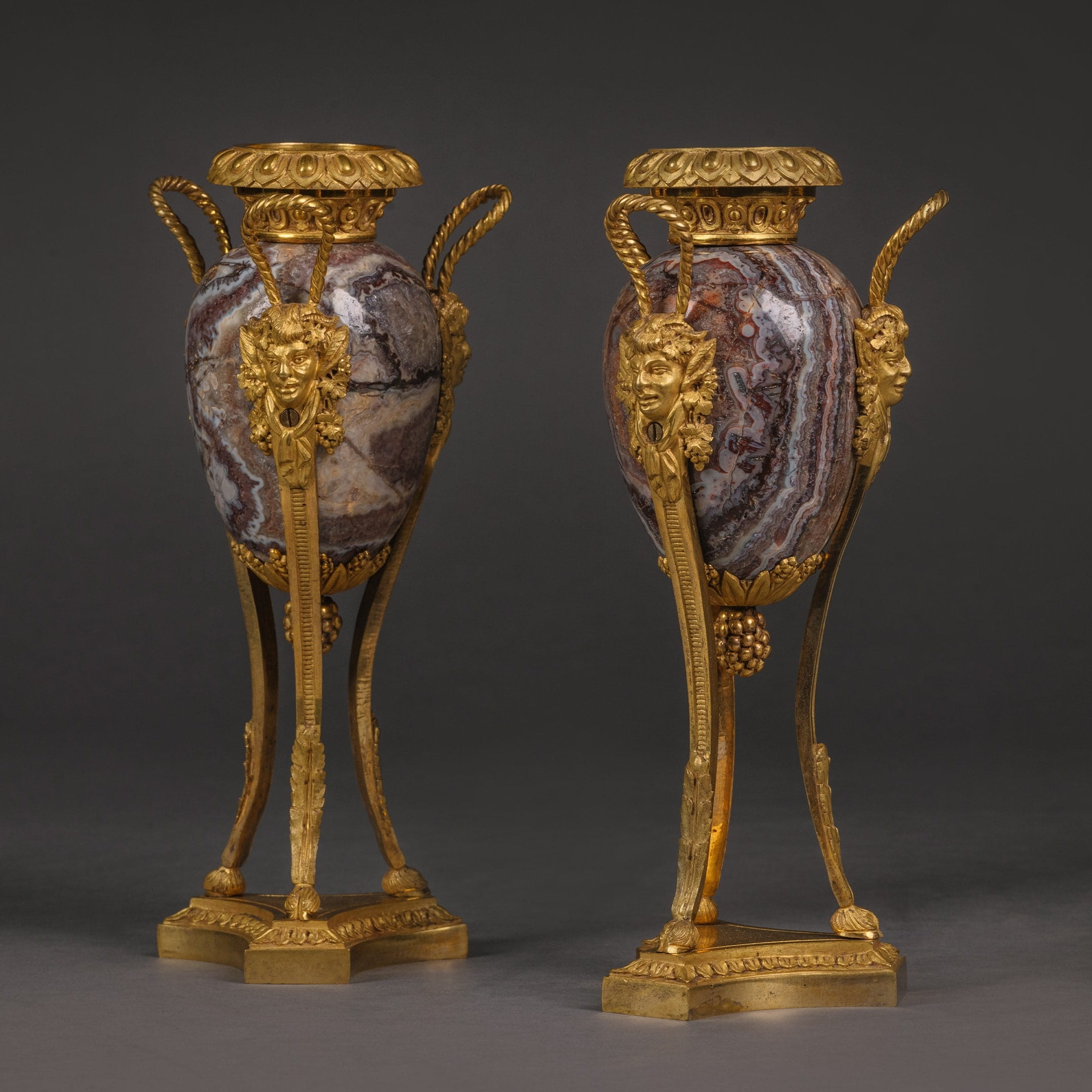 A Pair of Petite Louis XVI Style Gilt-Bronze Mounted Fluorspar Cassolettes - Image 3