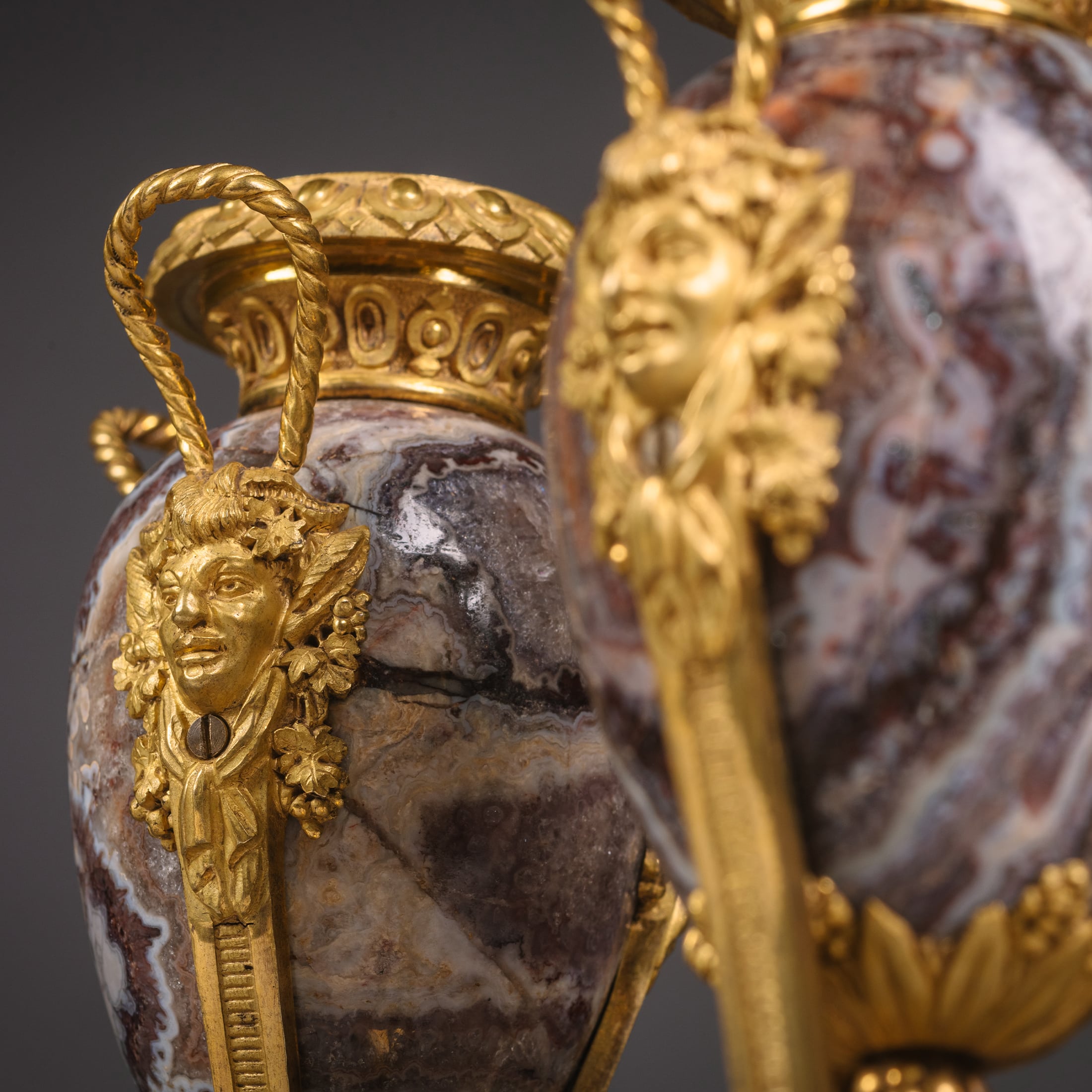 A Pair of Petite Louis XVI Style Gilt-Bronze Mounted Fluorspar Cassolettes - Image 2