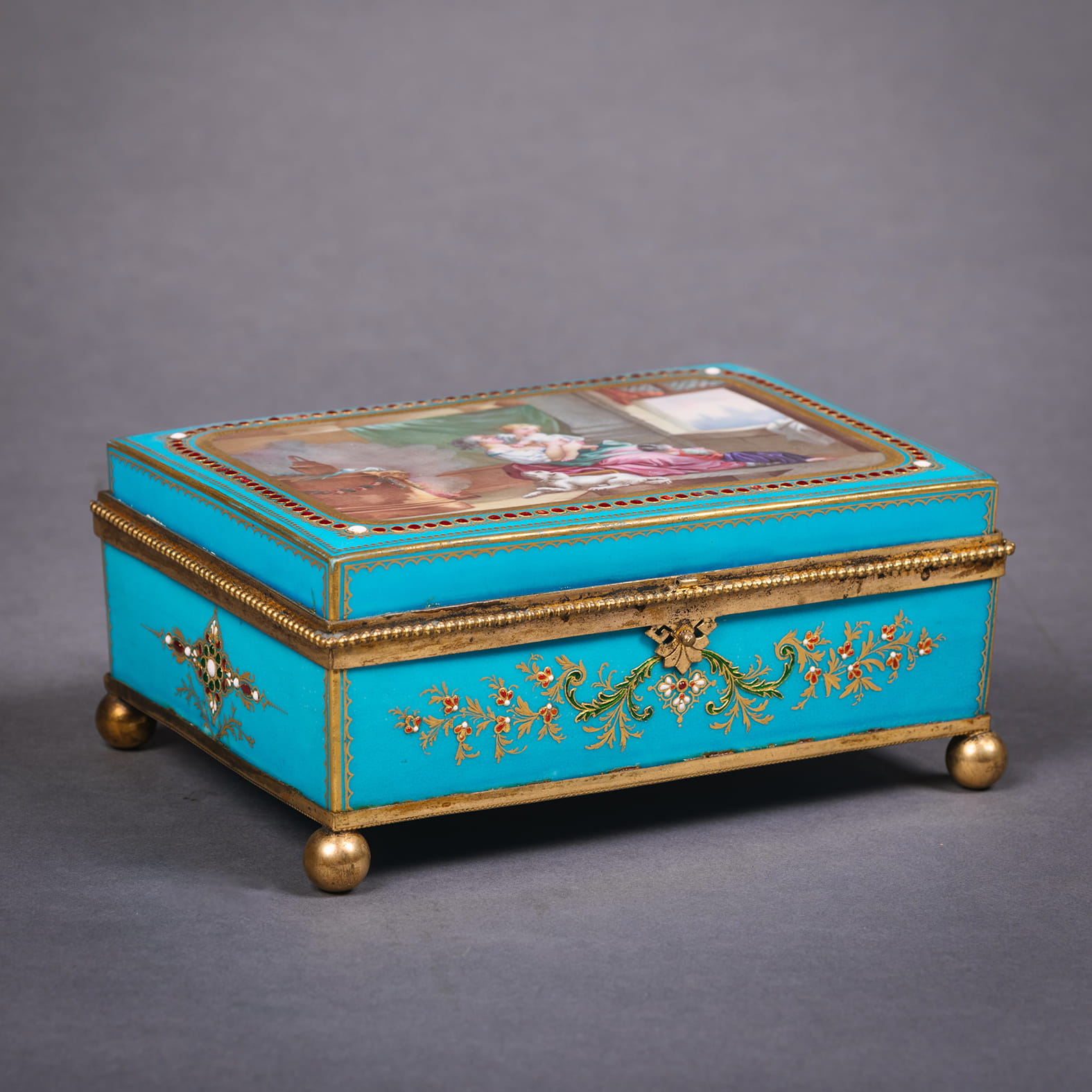 A Gilt-Bronze Mounted Turquoise Sèvres Porcelain Casket