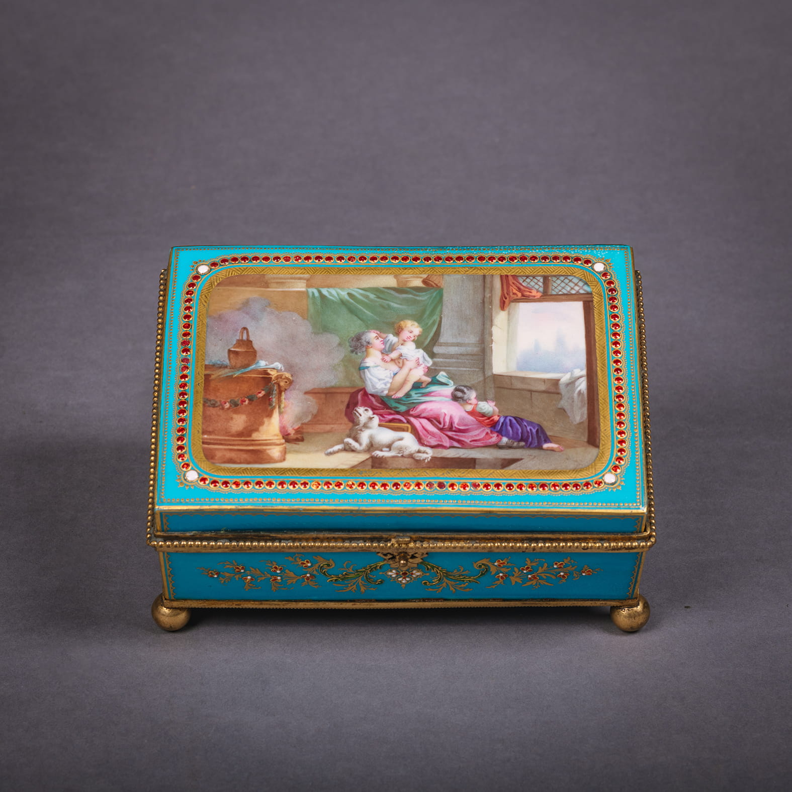 A Gilt-Bronze Mounted Turquoise Sèvres Porcelain Casket - Image 2