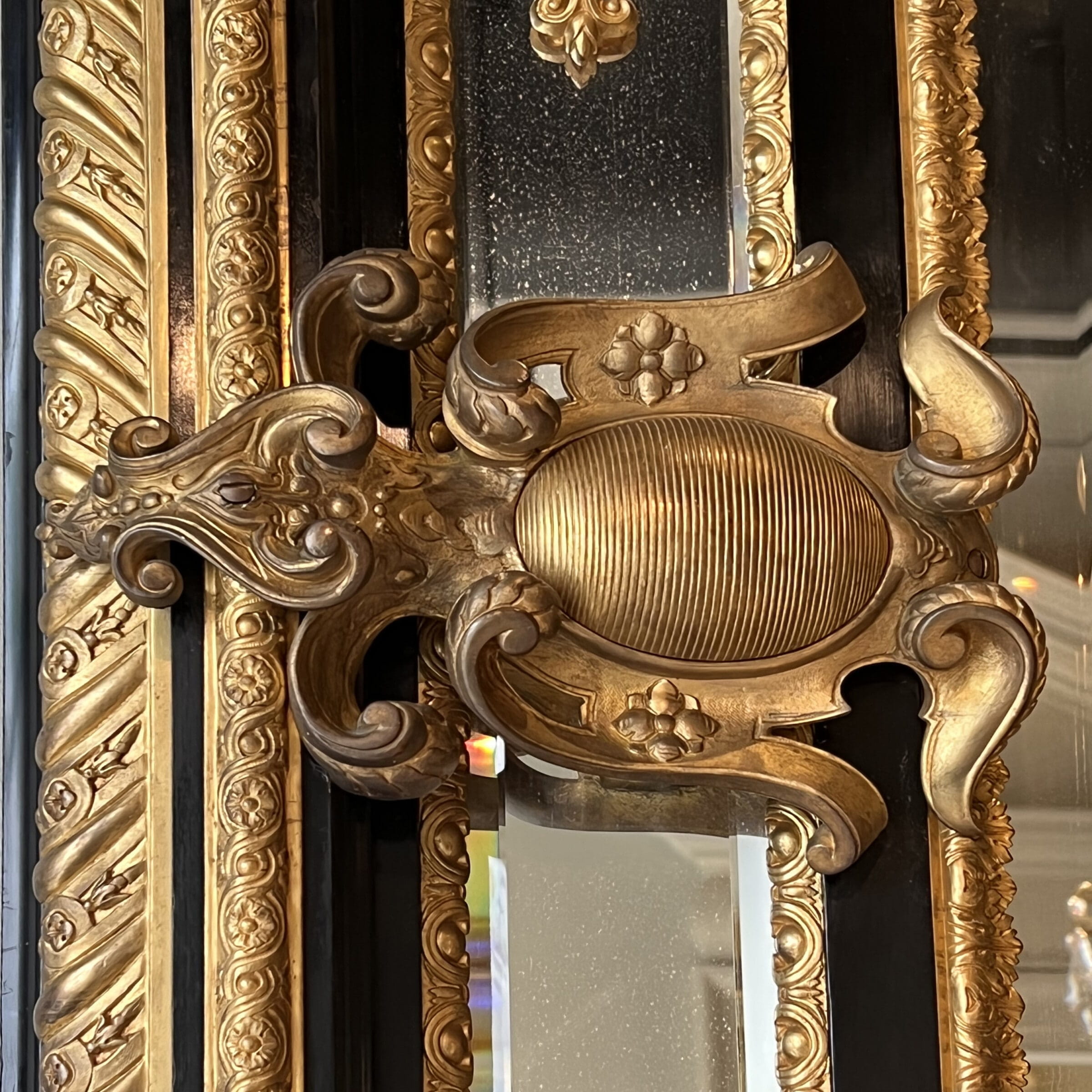 A Fine and Impressive Napoleon III, Gilt-Bronze and Ebony Bevelled Mirror - Image 7