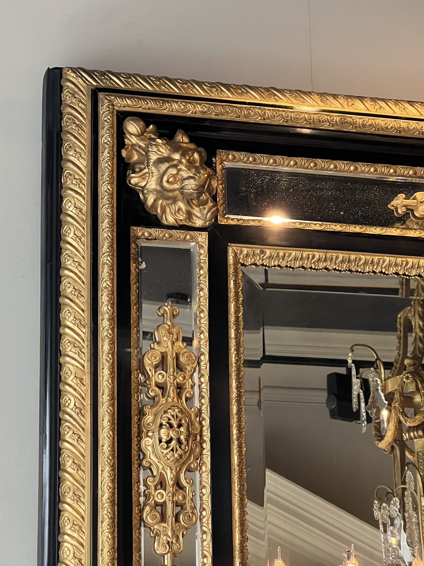A Fine and Impressive Napoleon III, Gilt-Bronze and Ebony Bevelled Mirror - Image 8