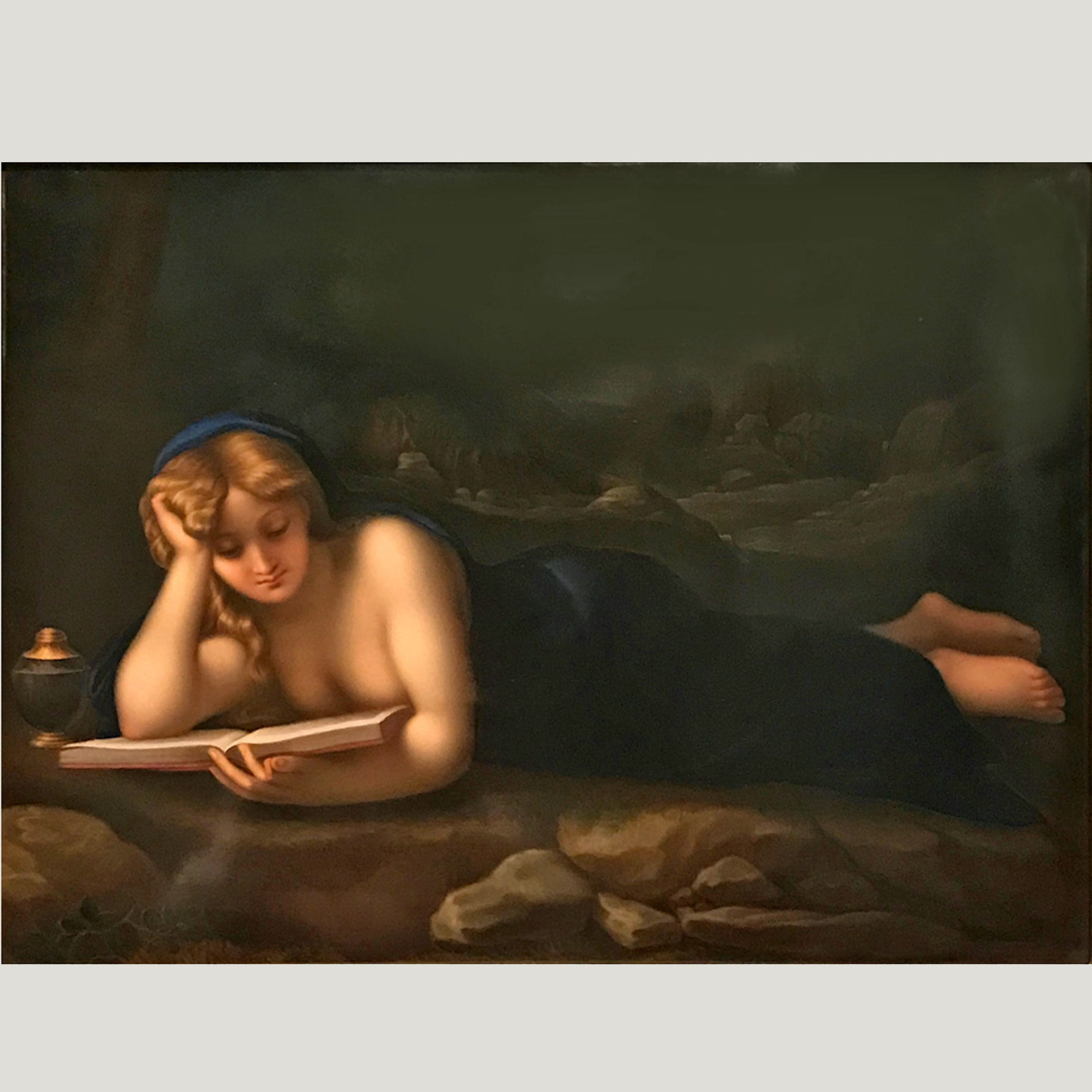 A Fine Berlin (KPM) Porcelain Plaque of Saint Mary Magdalen After Antonio Allegri, called il Corregio. - Image 3