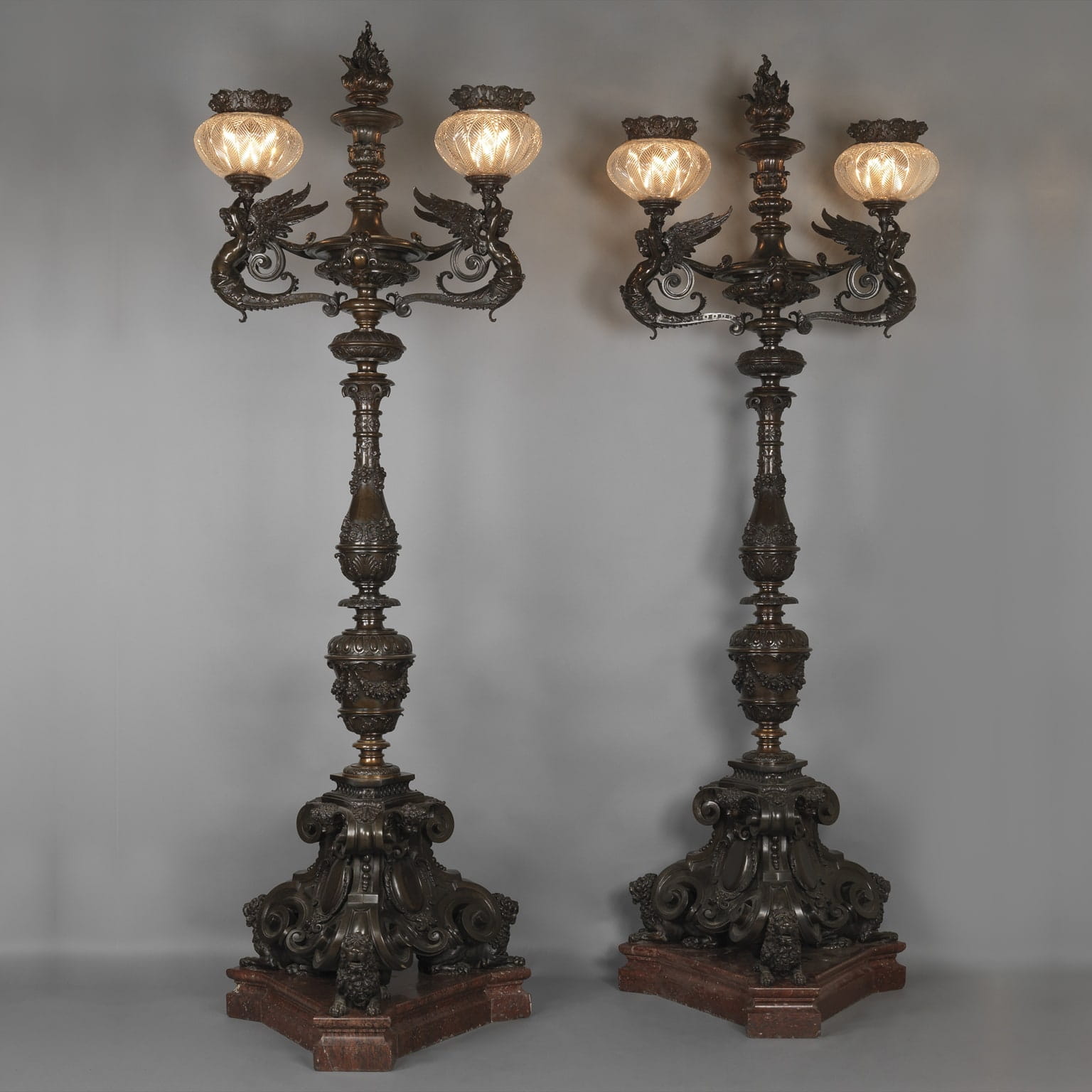 A Rare Set of Four Highly Important Bronze Torchères - Image 2