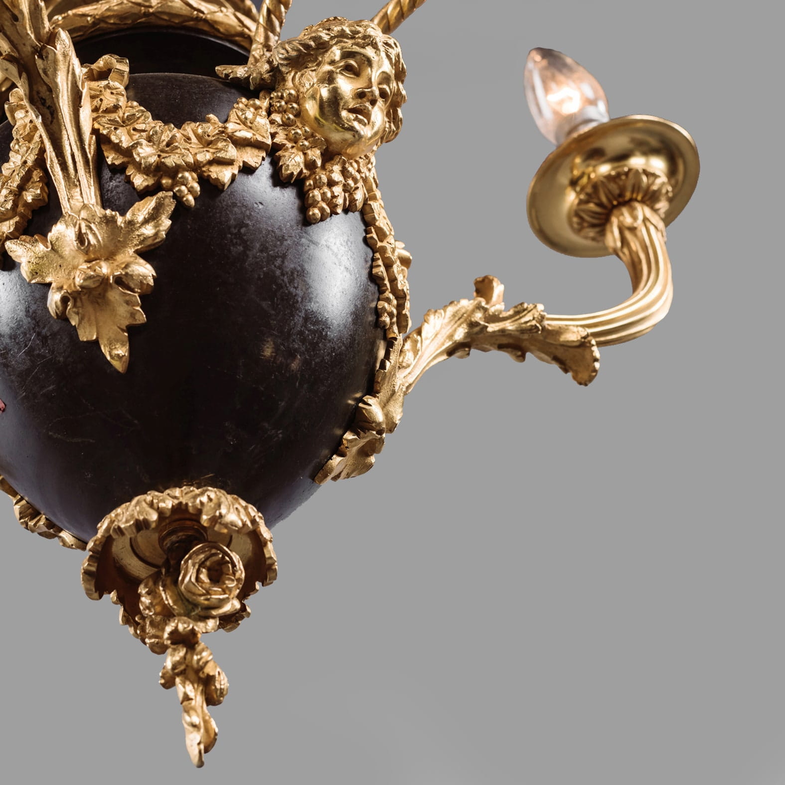 A Louis XVI Style Gilt and Patinated Bronze Four-Light Chandelier - Image 2
