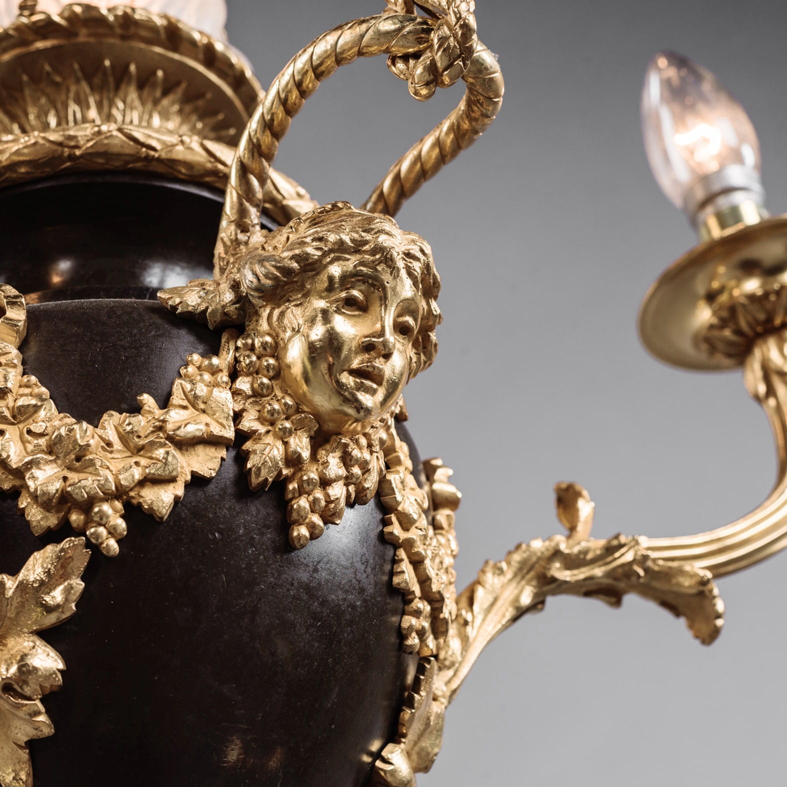 A Louis XVI Style Gilt and Patinated Bronze Four-Light Chandelier - Image 3