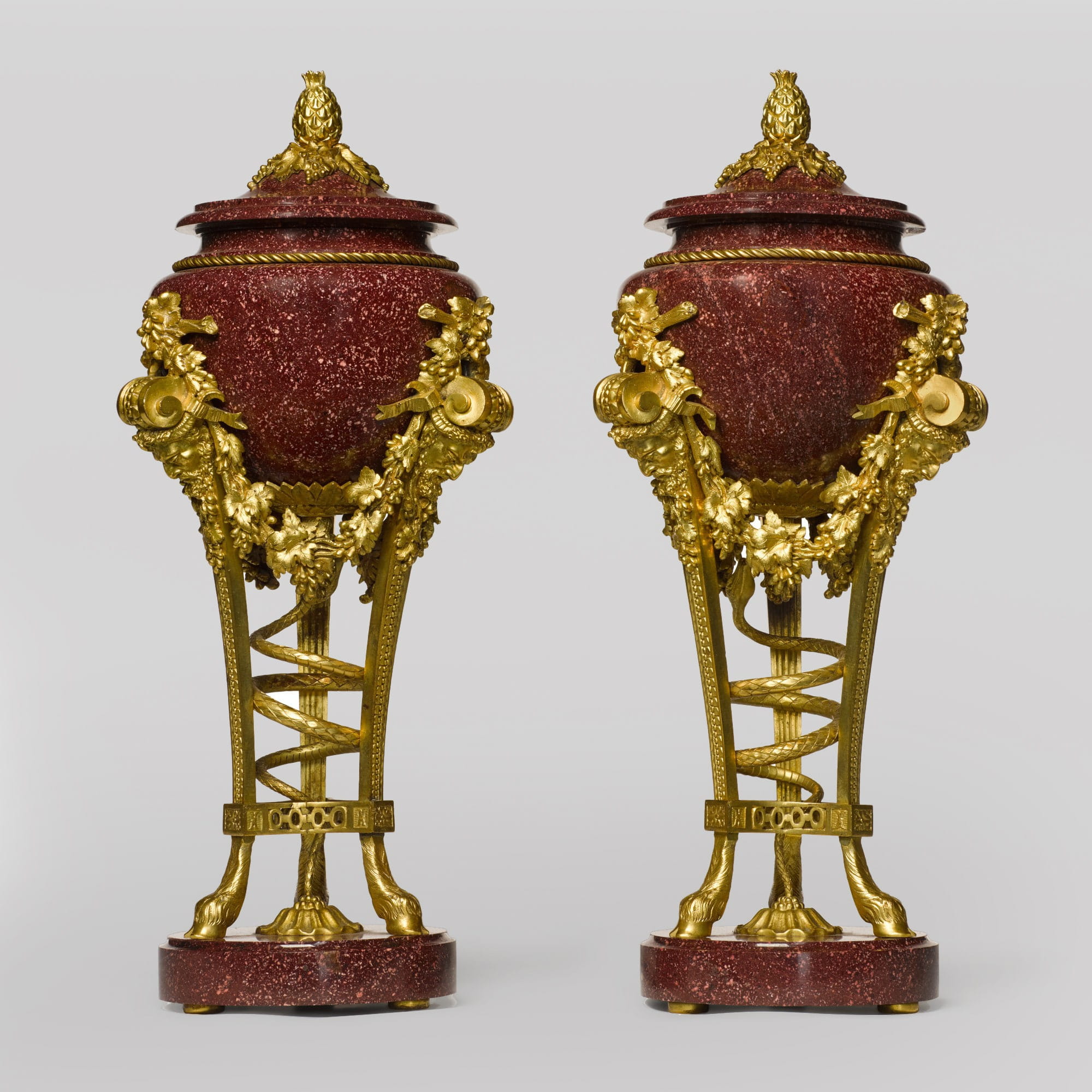 A Pair of Louis XVI Style Porphyry Urns, After the Model by Pierre Gouthière - Image 4