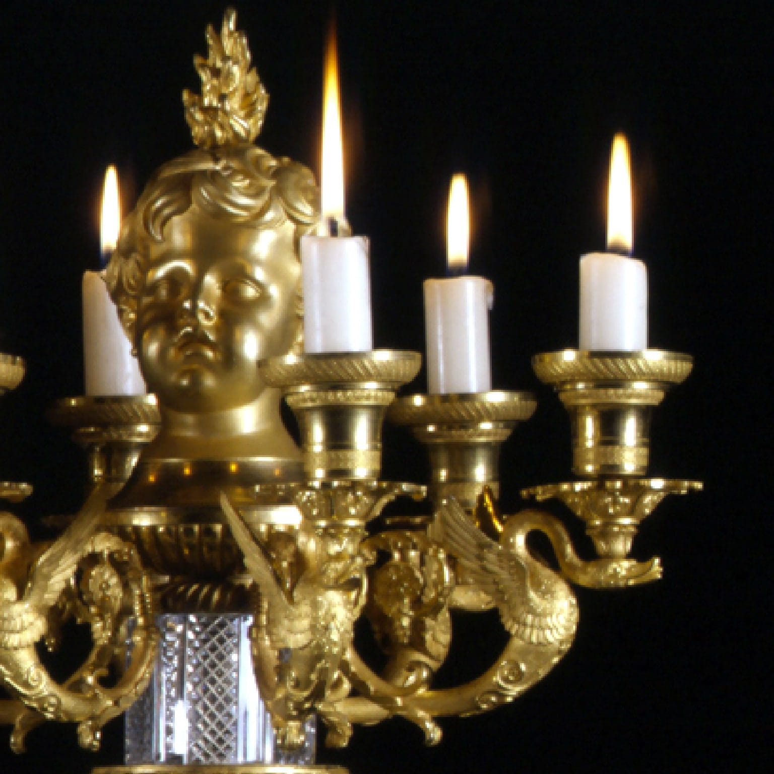 An Important Pair of Empire Gilt-Bronze And Cut-Crystal Six-Light Candelabra - Image 2
