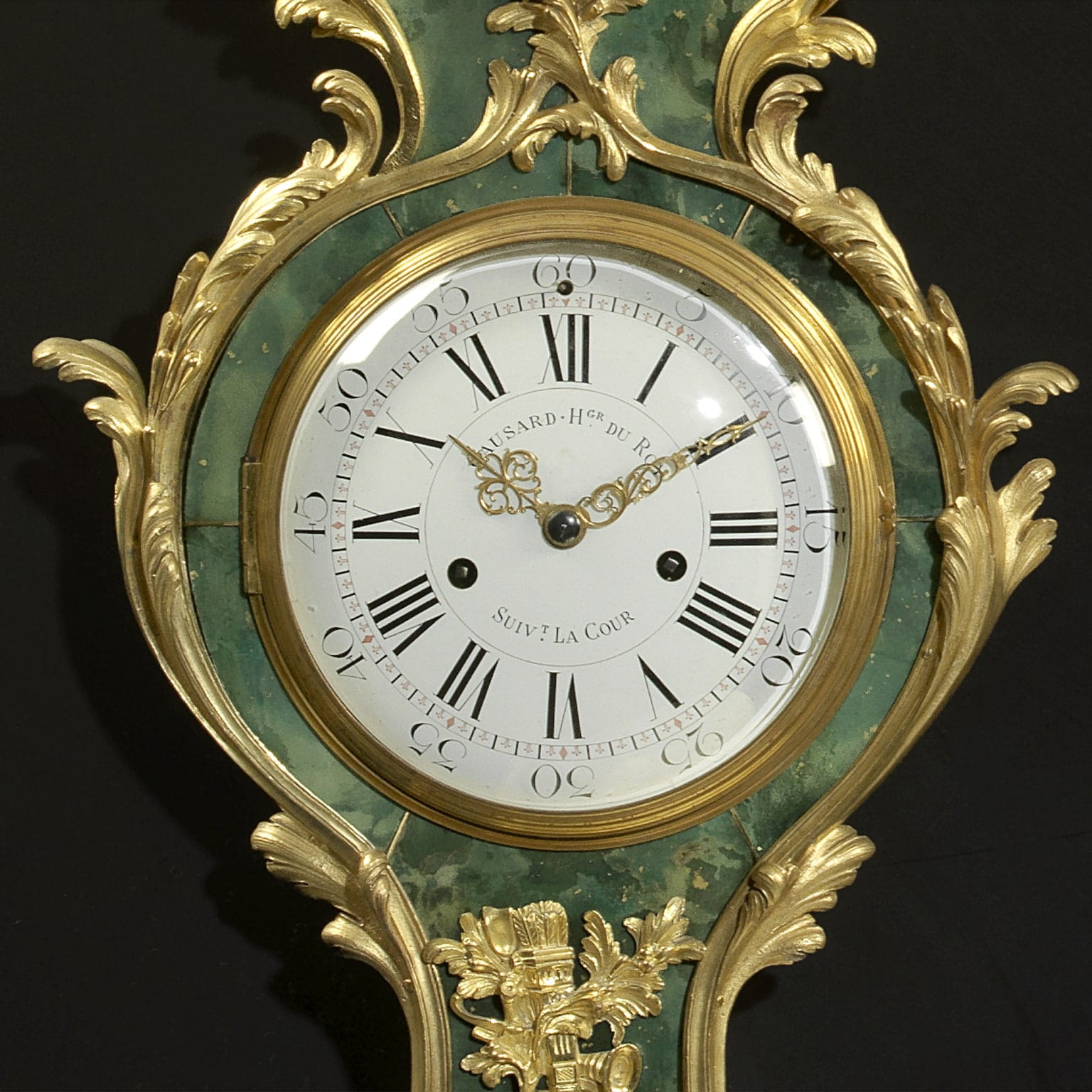 A Very Fine Ormolu Mounted Green Stained Horn Clock and Barometer Set - Image 2