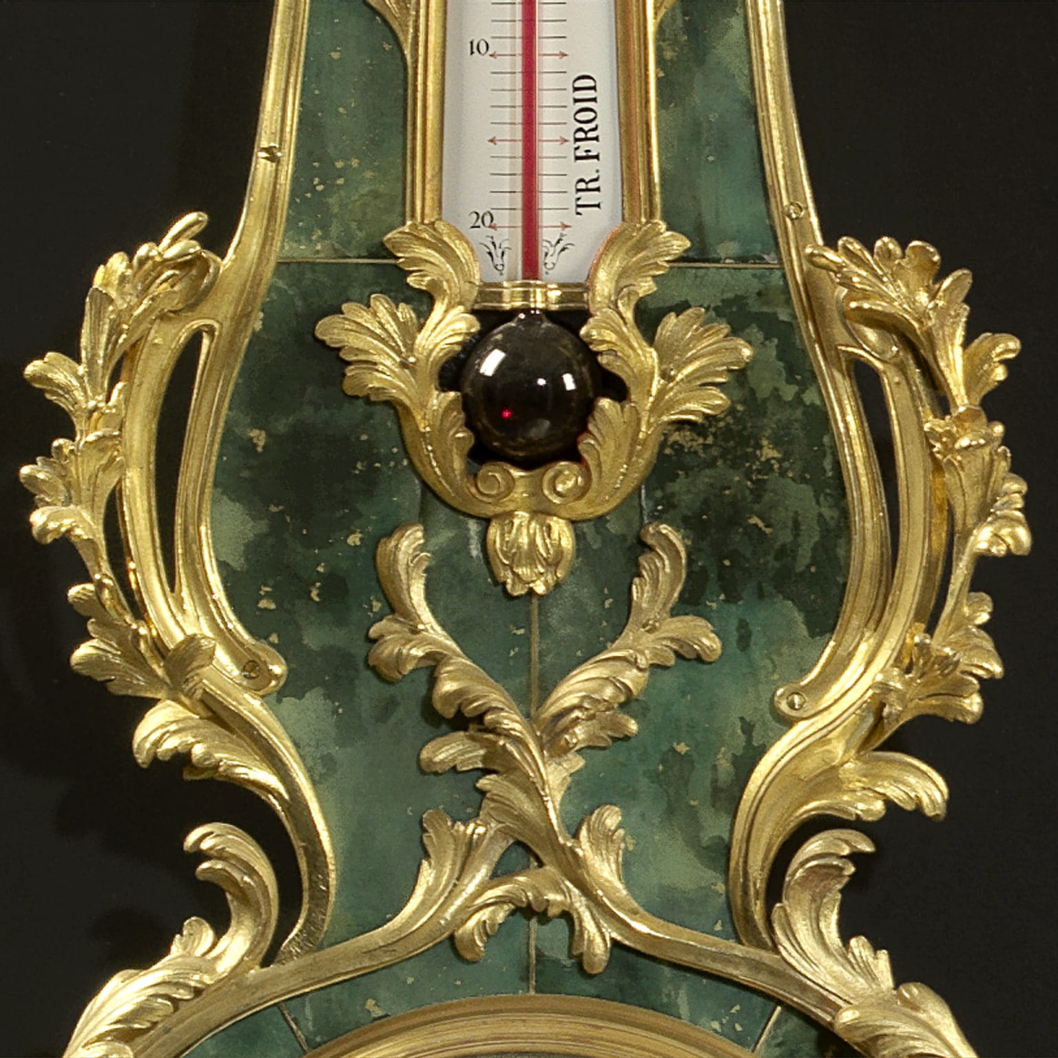 A Very Fine Ormolu Mounted Green Stained Horn Clock and Barometer Set - Image 5