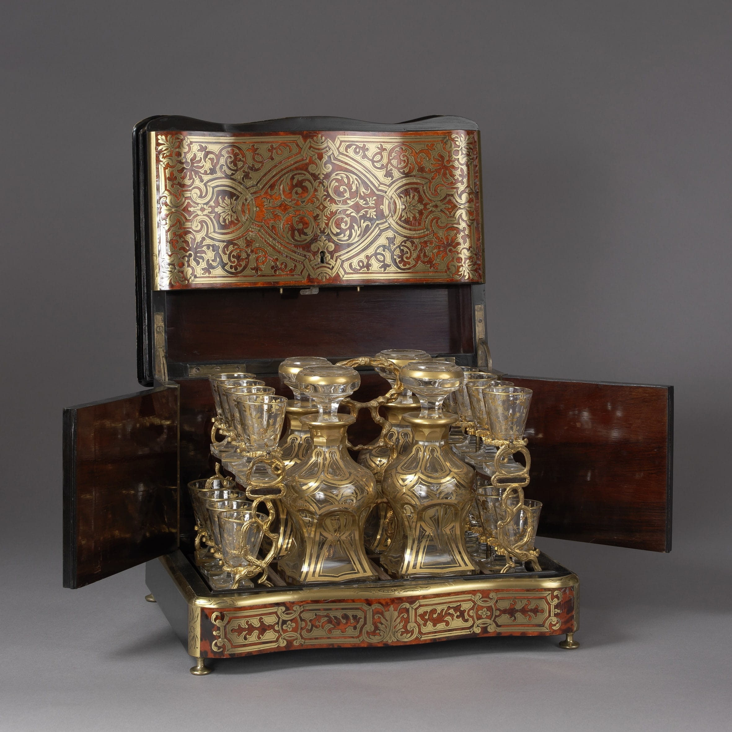 A Brass and Tortoiseshell Boulle Liqueur Cabinet
