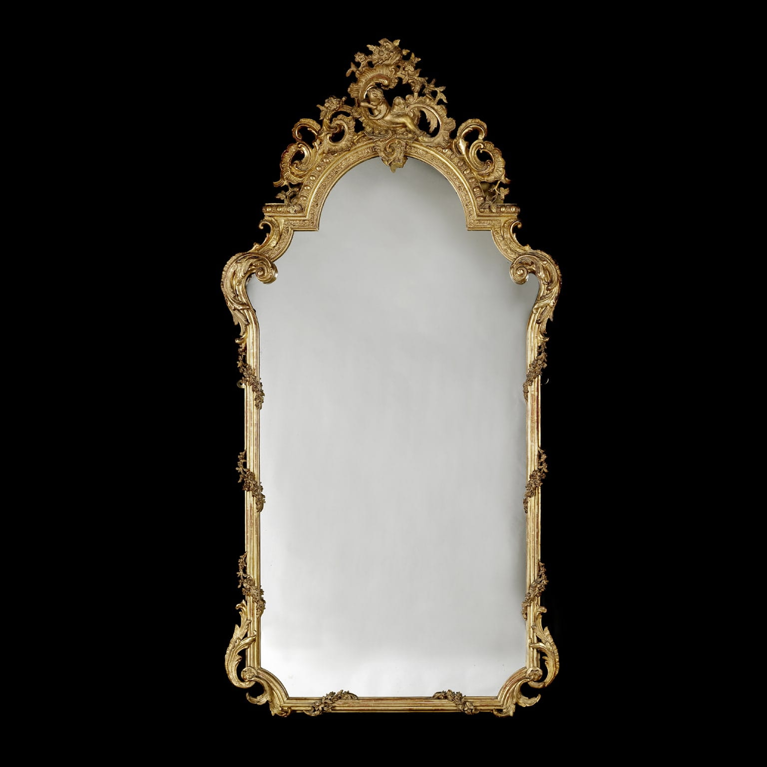 A Fine and Tall Louis XV Style Giltwood Mirror