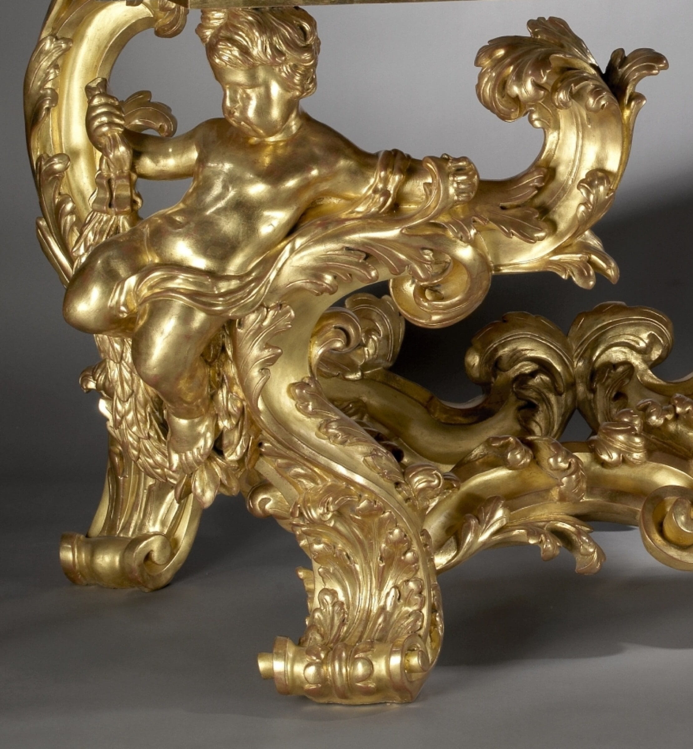 A Magnificent and Important Pair of Palatial Giltwood Console Tables with Verde Antico Marble Tops - Image 6