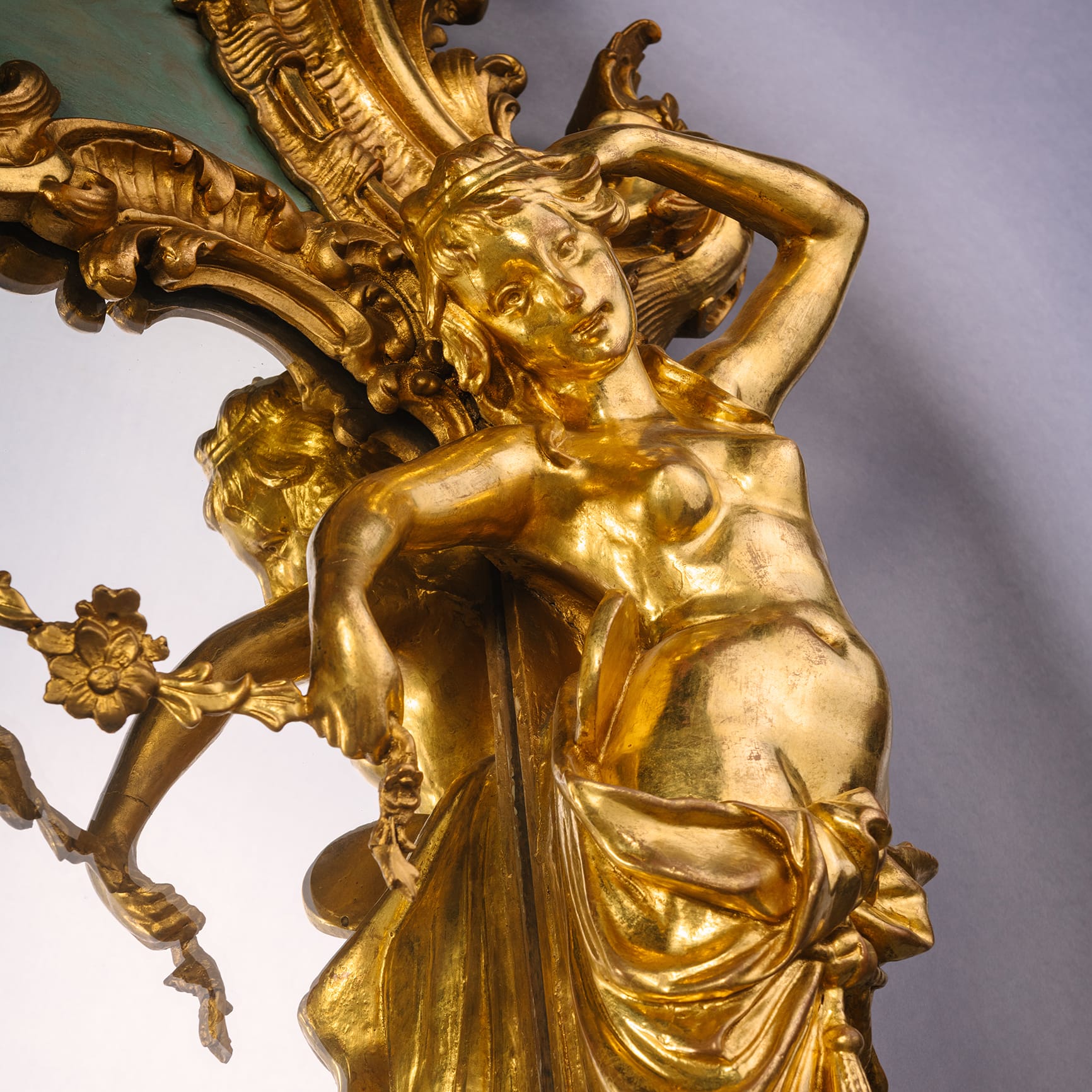 An Impressive Rococo Style Giltwood and Painted Trumeau Mirror - Image 10