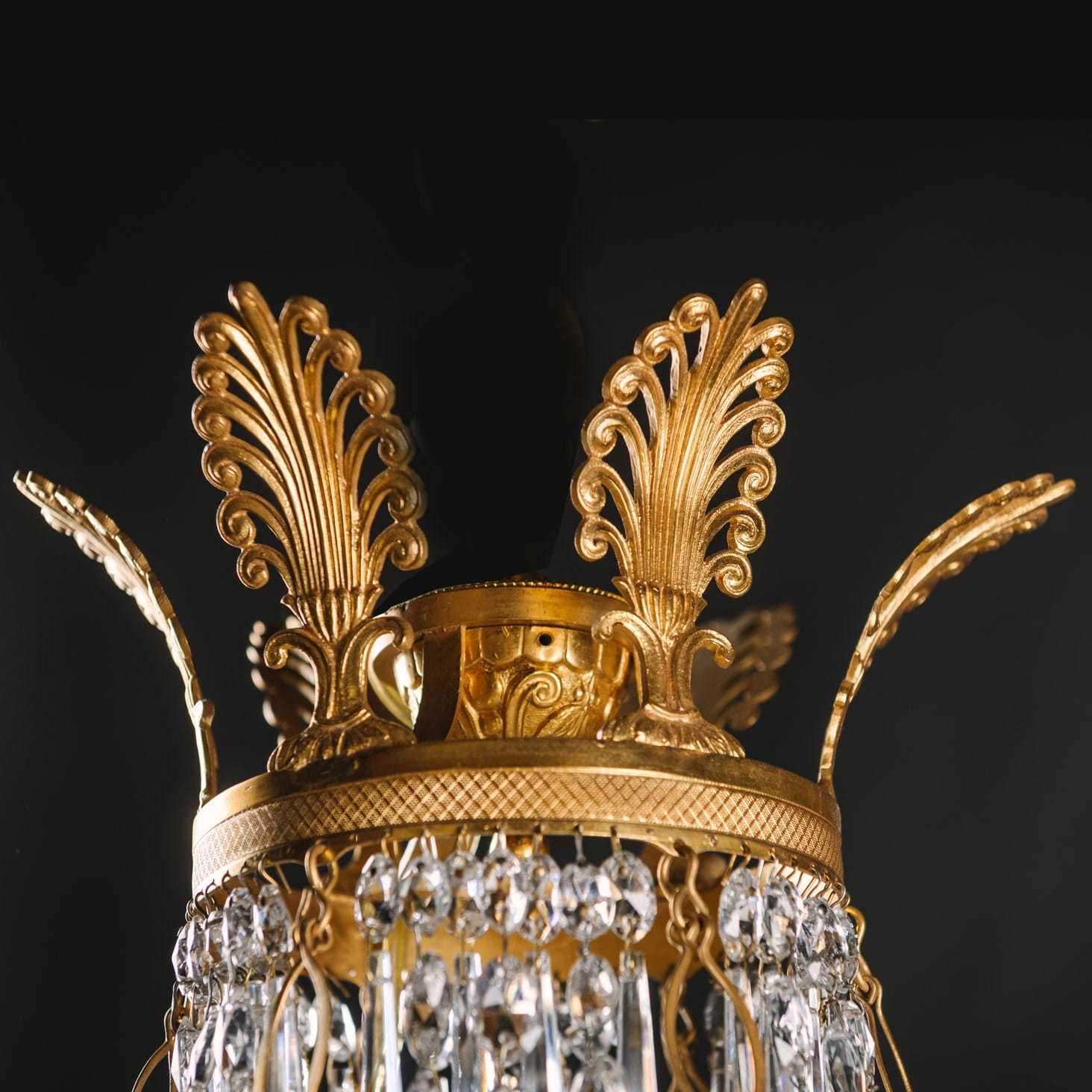 An Elegant Swedish Cut-Crystal and Gilt-Bronze Six-Light Chandelier - Image 10