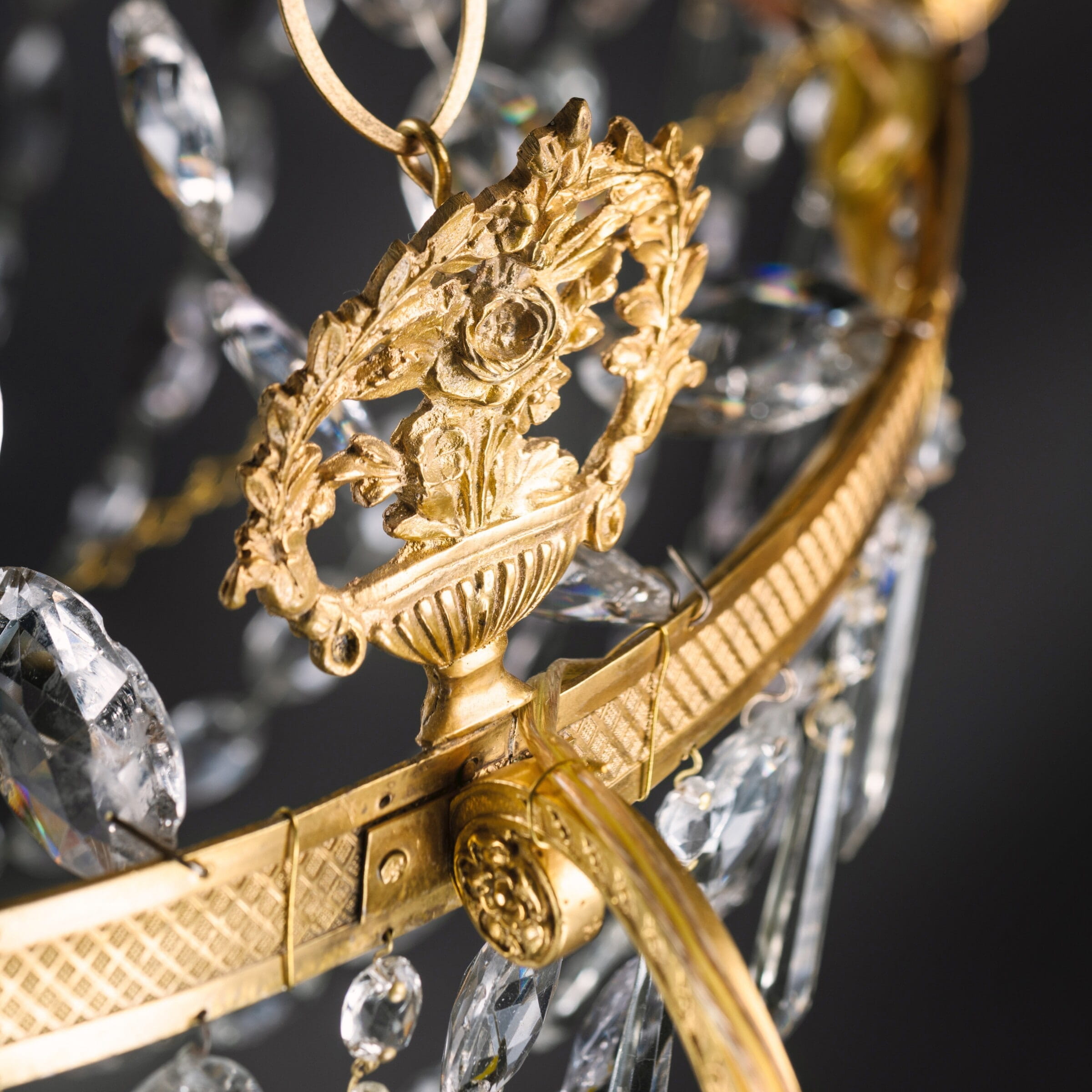An Elegant Swedish Cut-Crystal and Gilt-Bronze Six-Light Chandelier - Image 3
