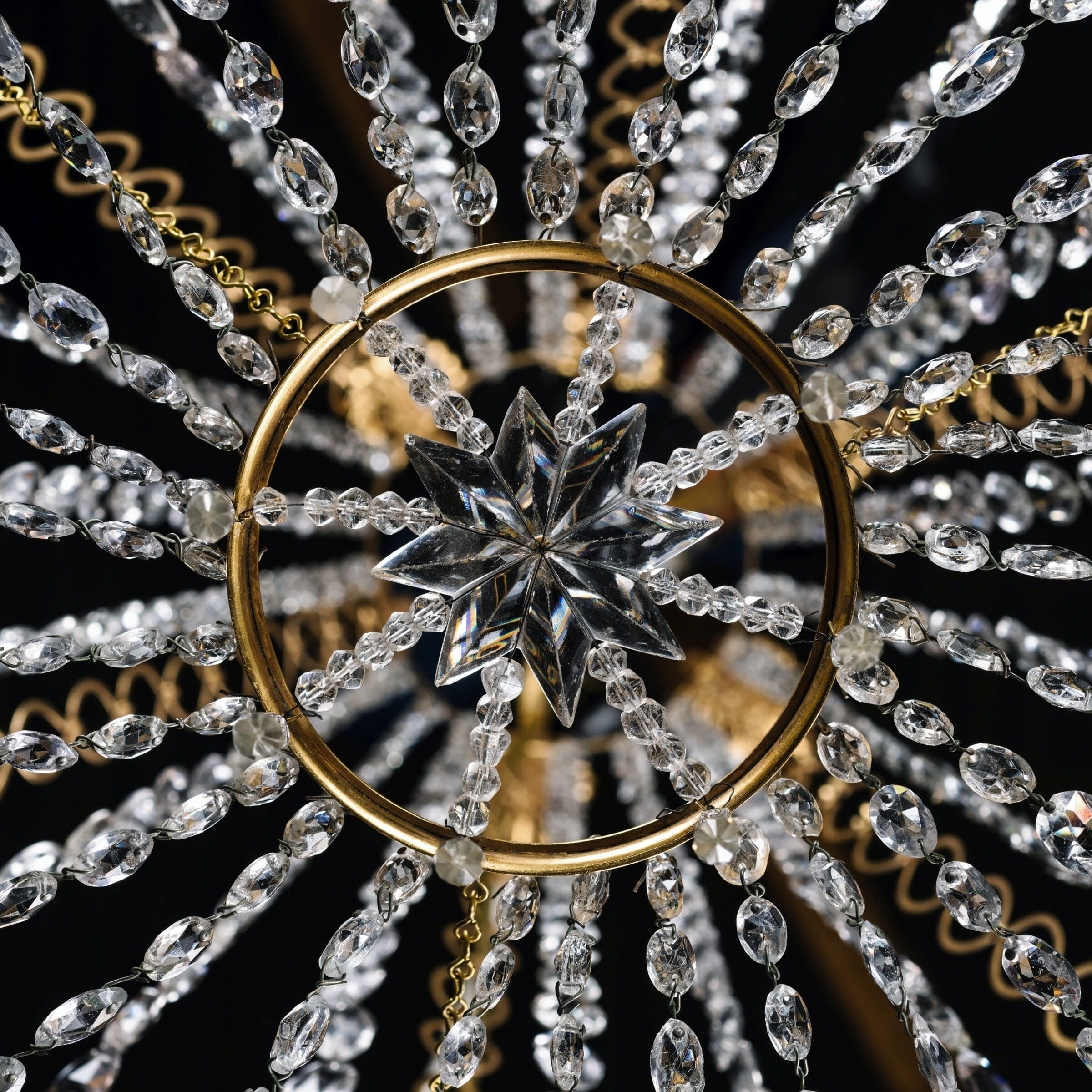 An Elegant Swedish Cut-Crystal and Gilt-Bronze Six-Light Chandelier - Image 4