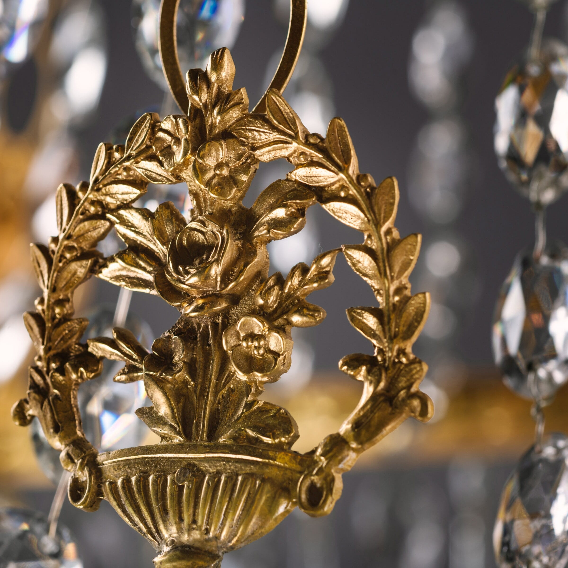 An Elegant Swedish Cut-Crystal and Gilt-Bronze Six-Light Chandelier - Image 2