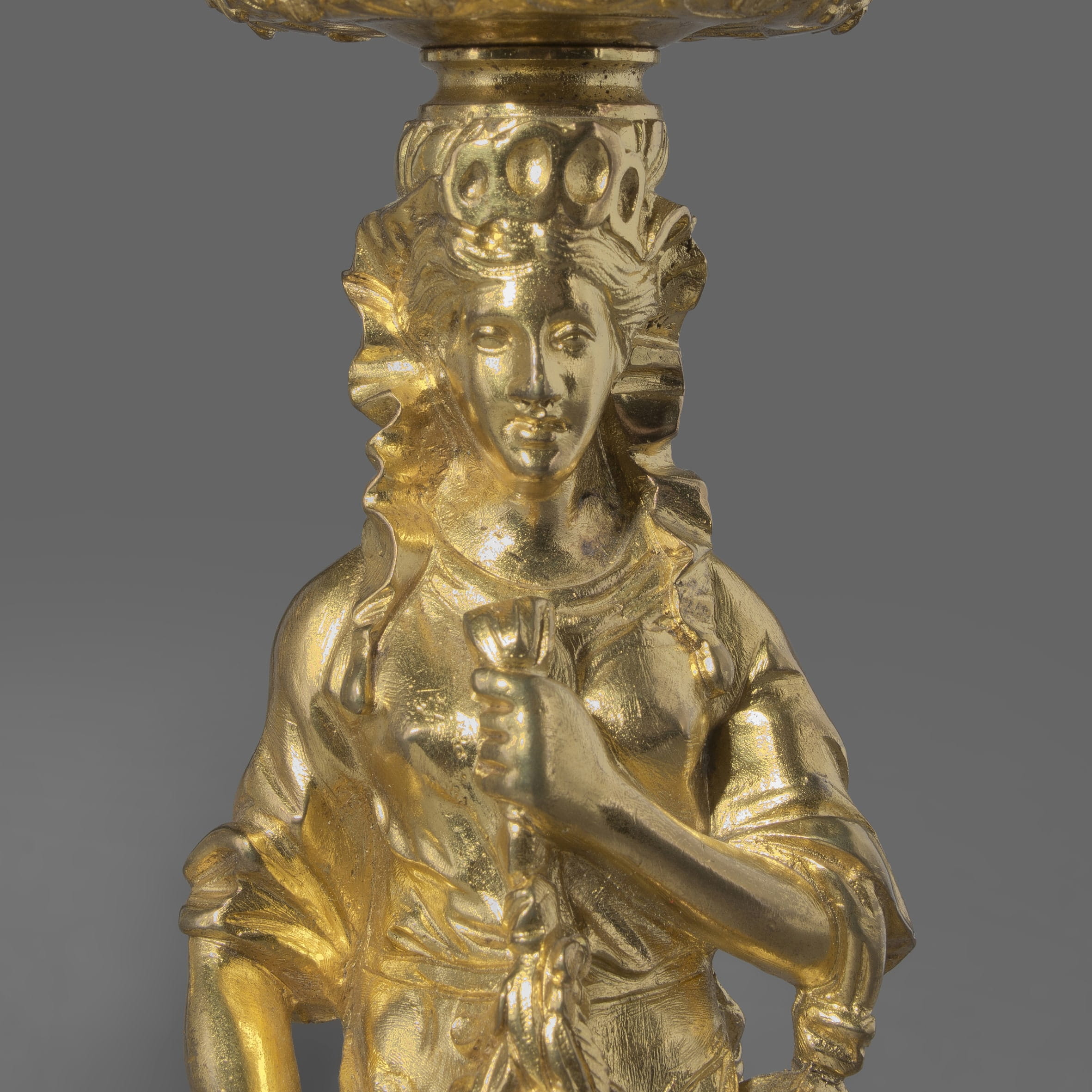 A Fine Pair of Louis XIV Style Gilt-Bronze Figural Candlesticks - Image 2