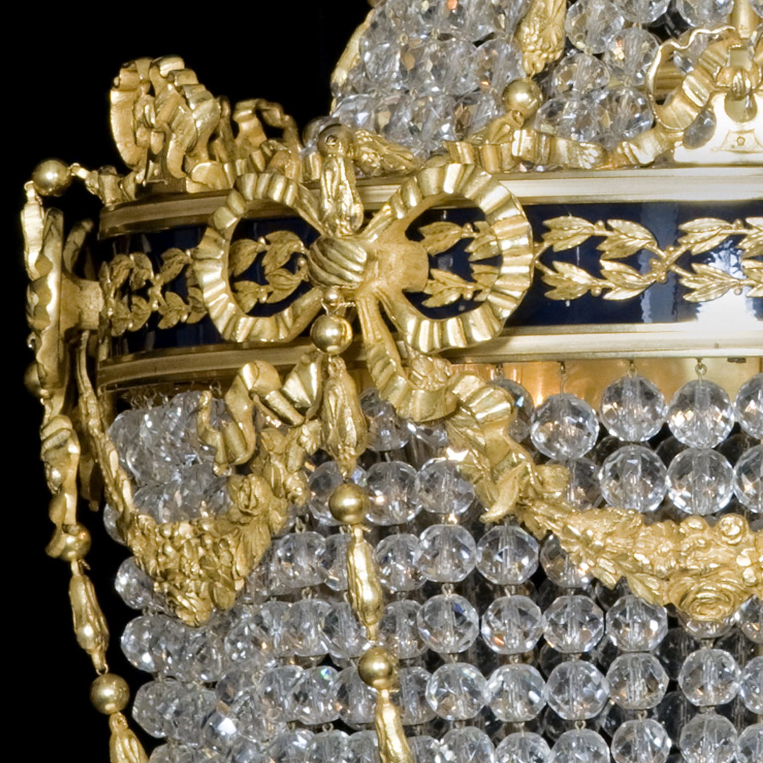 A Gilt-Bronze and Cut-Crystal Tent and Bag Chandelier - Image 3