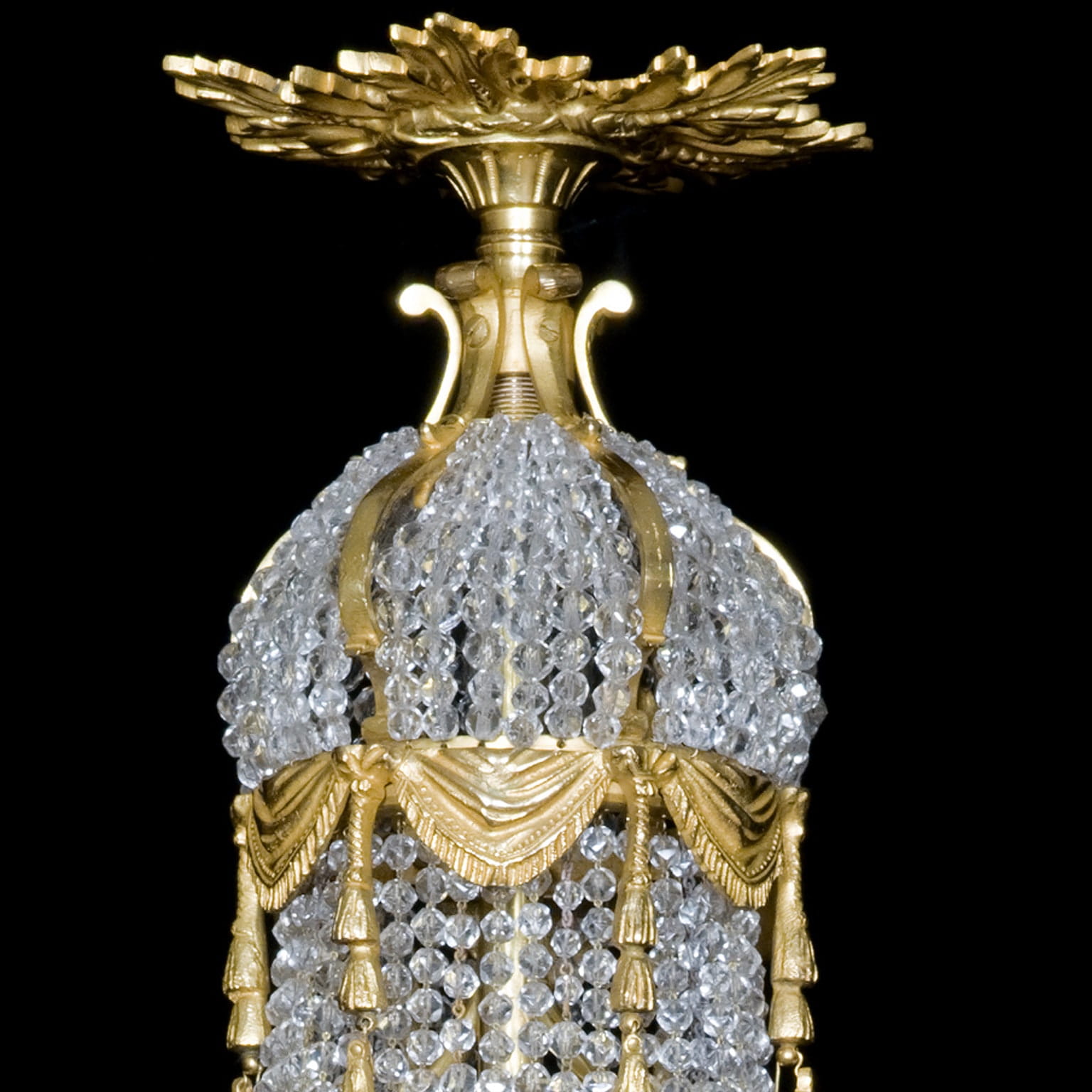 A Gilt-Bronze and Cut-Crystal Tent and Bag Chandelier - Image 2