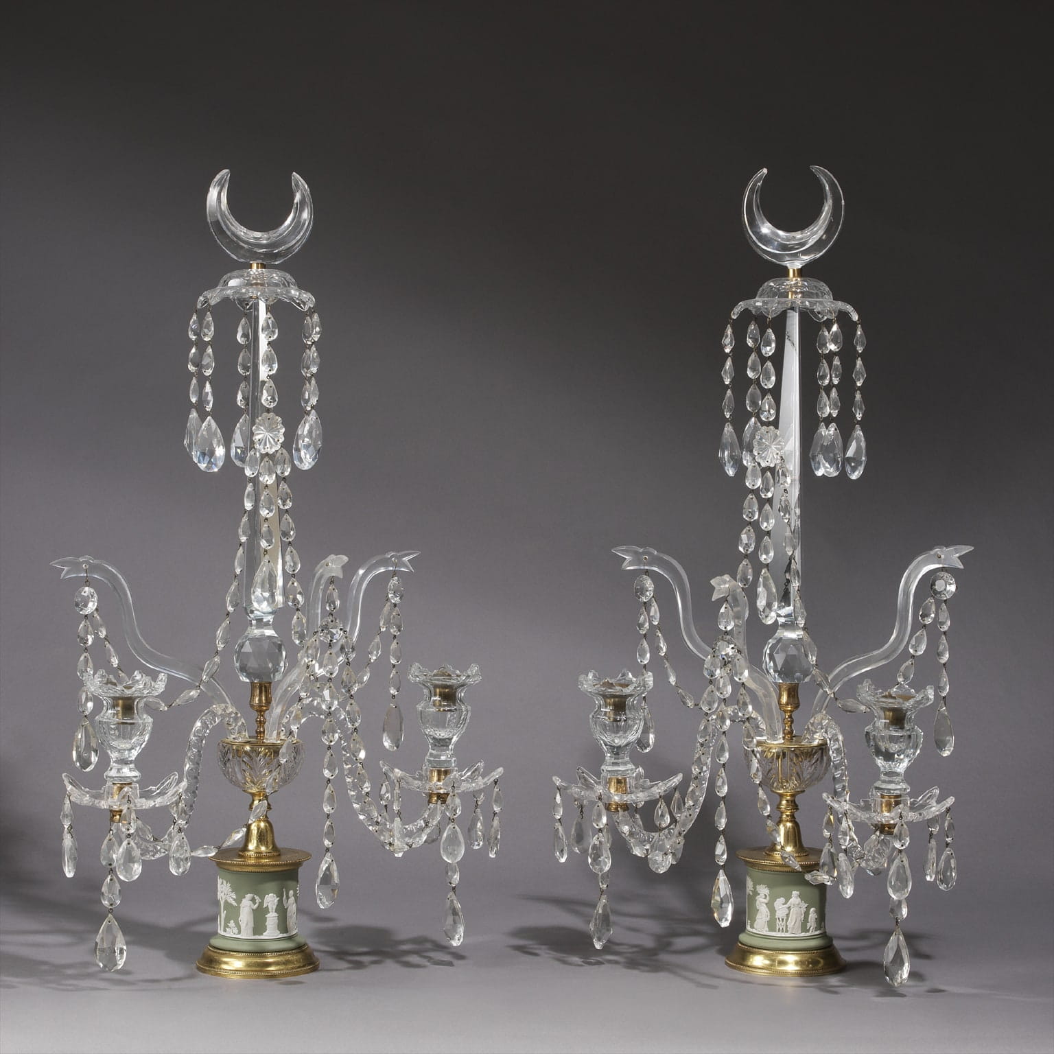 A Pair of George III Style Candelabra with Jasperware Bases