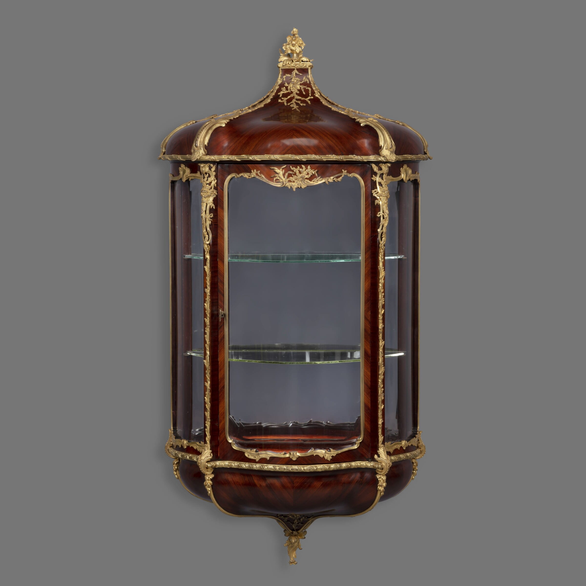 A Rare Louis XVI Style Gilt-Bronze Mounted Wall Vitrine
