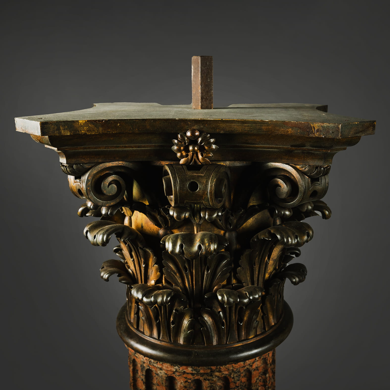 A Set of Three Neoclassical Style Gilt-Bronze and Rose Granite Columns - Image 7