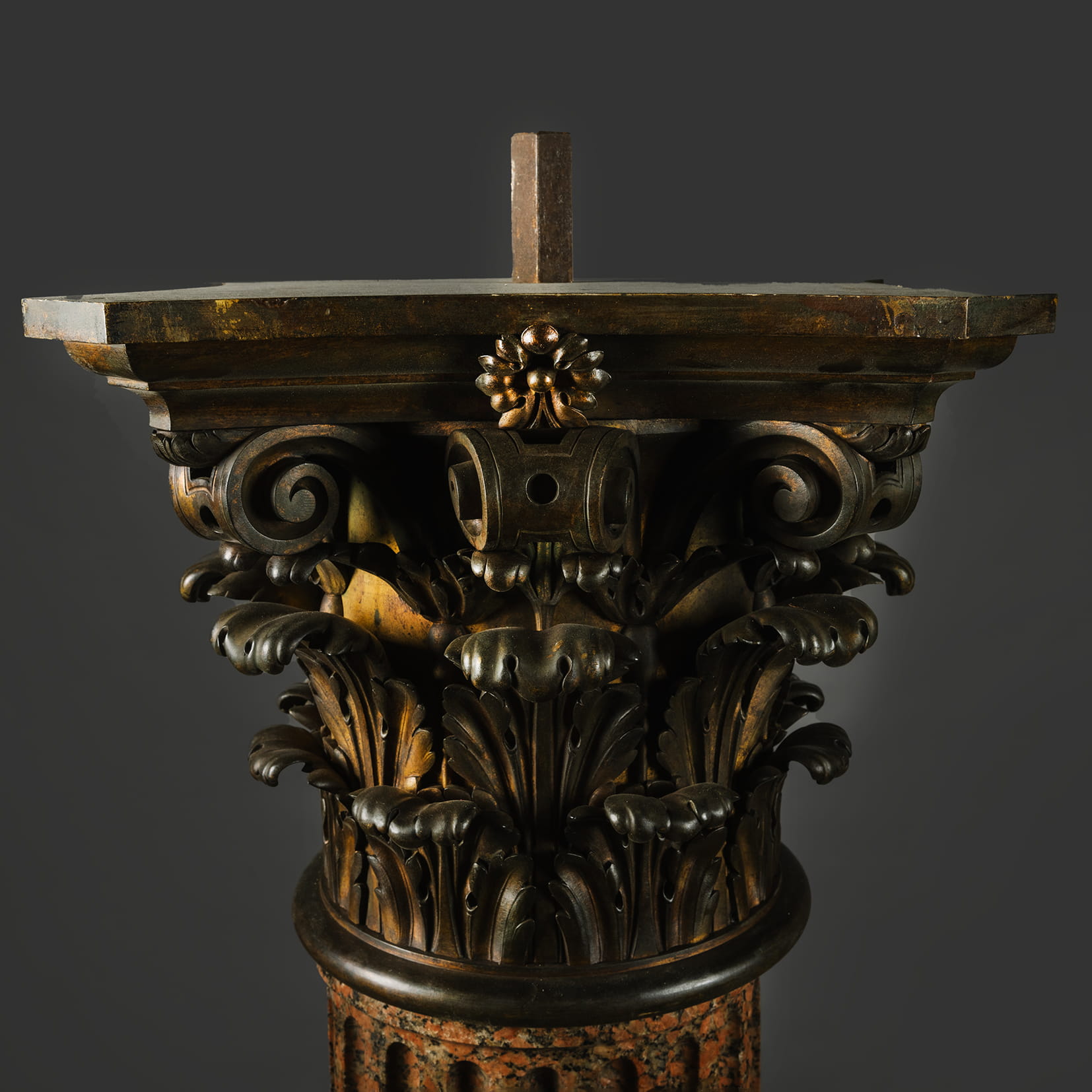 A Set of Three Neoclassical Style Gilt-Bronze and Rose Granite Columns - Image 6