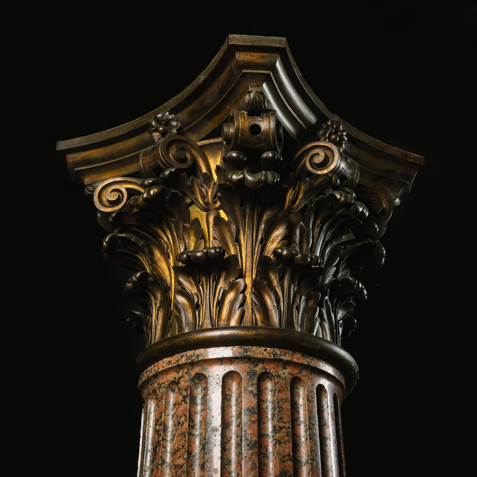 A Set of Three Neoclassical Style Gilt-Bronze and Rose Granite Columns - Image 4