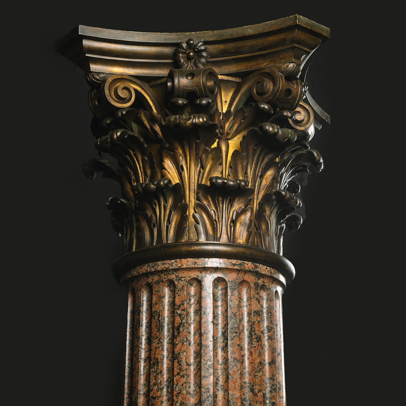 A Set of Three Neoclassical Style Gilt-Bronze and Rose Granite Columns - Image 3